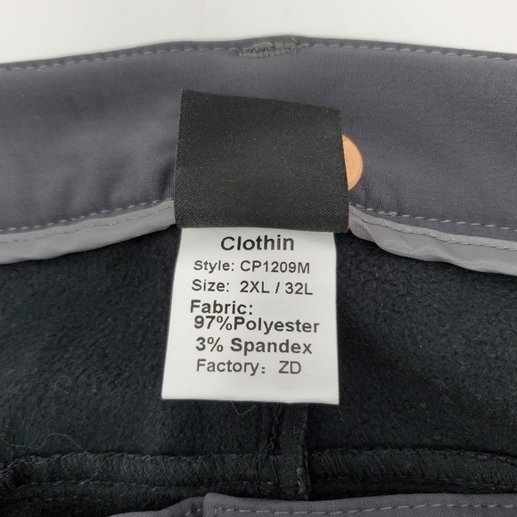CLOTHIN MENS FLEECE LINED SOFT SHELL WINTER PANTS GREY SIZE 2XL SNOW RESORT - Picture 12 of 15